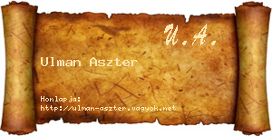 Ulman Aszter névjegykártya